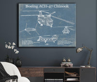 Cutler West Military Aircraft Boeing CH-47 Chinook Helicopter Vintage Aviation Blueprint Military Print - Custom Pilot Name Can Be Added