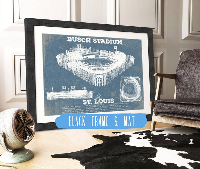 Cutler West 14" x 11" / Black Frame & Mat St. Louis Cardinals - Busch Stadium Vintage Baseball Print 662720087-14"-x-11"45835