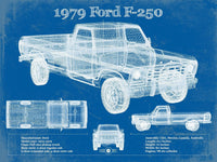 Cutler West Ford Collection 14" x 11" / Unframed 1979 Ford F 250 Vintage Blueprint Auto Print 933311117_41411