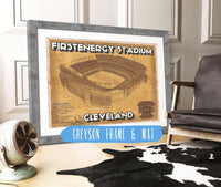 Cutler West Pro Football Collection 14" x 11" / Greyson Frame & Mat Cleveland Browns FirstEnergy Stadium - Vintage Football Print 698892938_60229