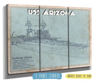Cutler West 48" x 32" / 3 Panel Canvas Wrap USS Arizona WWII Battleship Blueprint Military Print 765892342-48"-x-32"31760