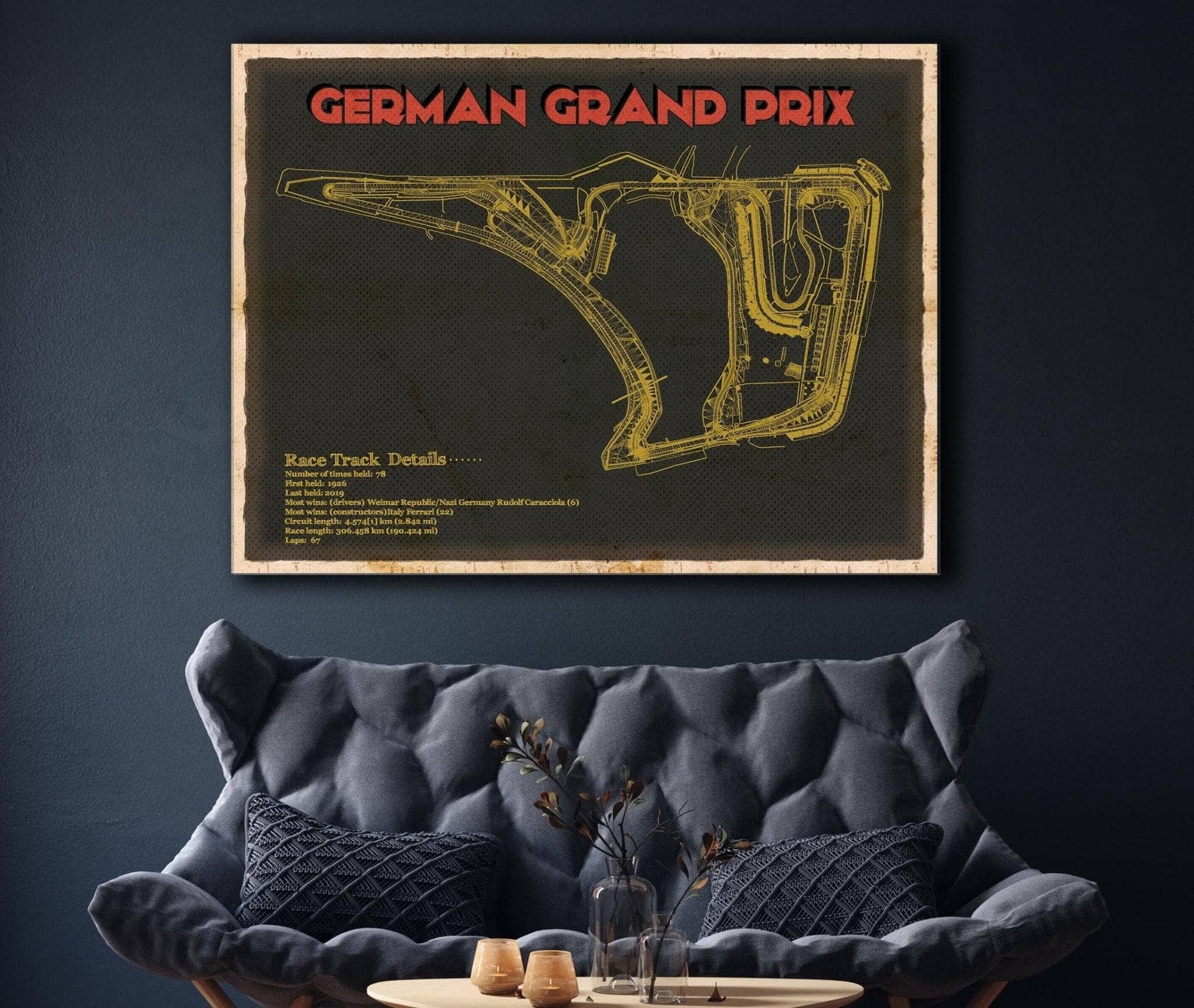 Cutler West Racetrack Collection German Grand Prix Blueprint Race Track Print