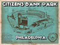 Cutler West Baseball Collection 14" x 11" / Unframed Philadelphia Phillies - Citizens Bank Park Vintage Baseball Print 721430627-TOP