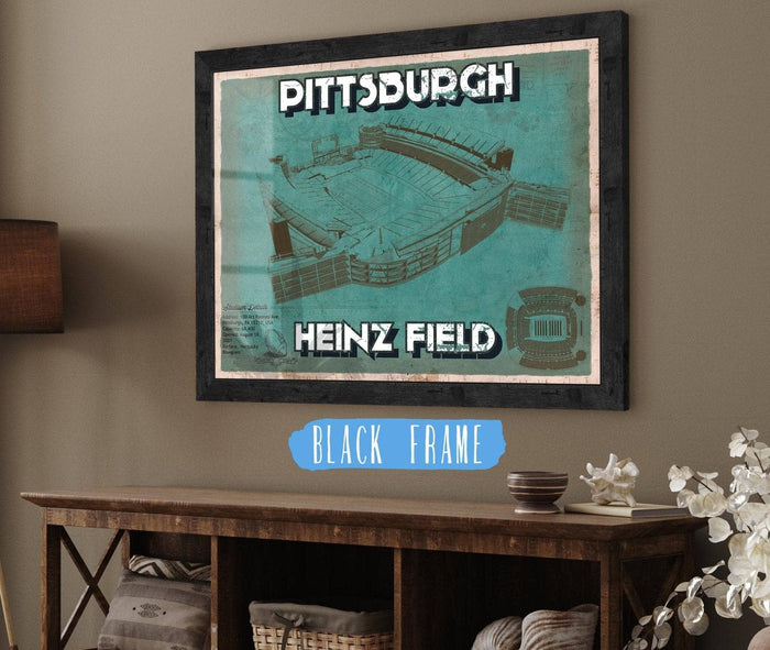 Cutler West Pro Football Collection 14" x 11" / Black Frame Pittsburgh Steelers Stadium Art Team Color- Heinz Field - Vintage Football Print 235353075
