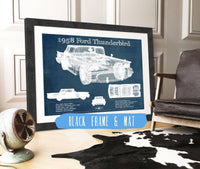 Cutler West Ford Collection 14" x 11" / Black Frame & Mat 1958 Ford Thunderbird Vintage Blueprint Auto Print 933350042_34022