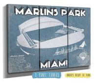 Cutler West Baseball Collection 48" x 32" / 3 Panel Canvas Wrap Miami Marlins - Marlins Park Vintage Baseball Fan Print 718123457_73579
