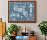 Cutler West 14" x 11" / Walnut Frame Ducati Monster 696 Blueprint Motorcycle Patent Print 933311010_61478