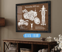 Cutler West 14" x 11" / Black Frame Yamaha MT-01 Blueprint Motorcycle Patent Print 933350089-14"-x-11"5012