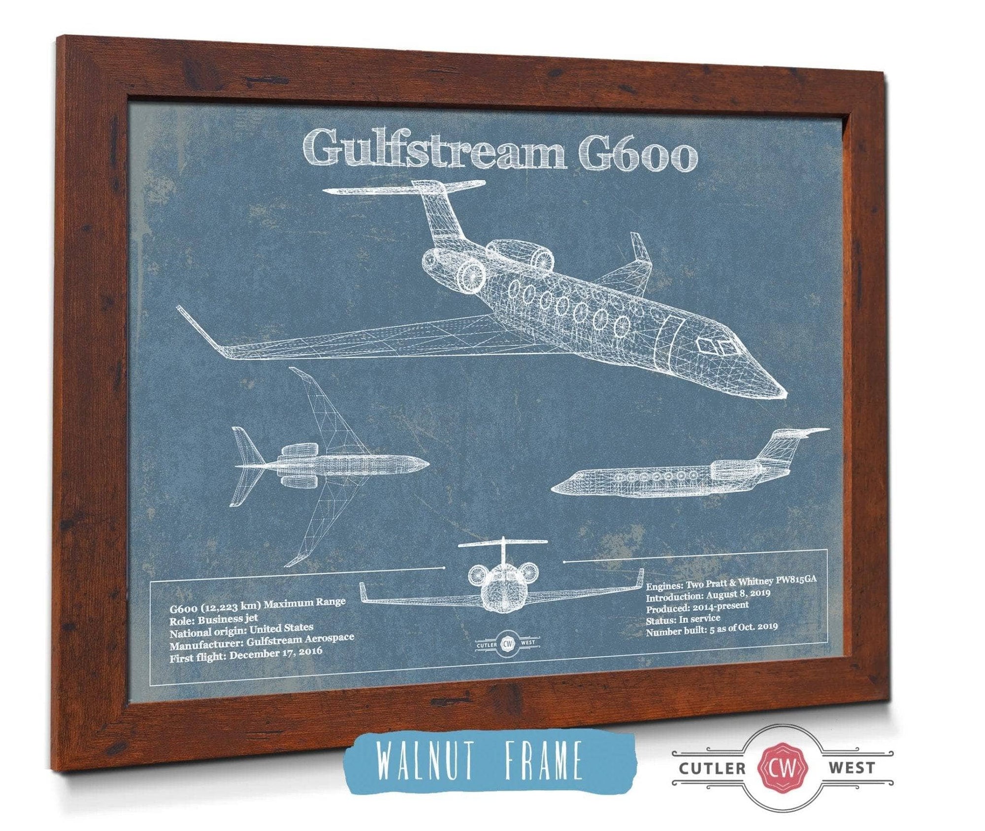 Cutler West Gulfstream G600 Jet Vintage Aviation Blueprint
