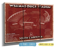 Cutler West 48" x 32" / 3 Panel Canvas Wrap Williams-Brice Stadium Art - South Carolina Gamecocks Vintage Blueprint Art Chart 649671257-48"-x-32"25044