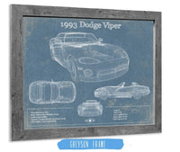 Cutler West Dodge Collection 14" x 11" / Greyson Frame 1993 Dodge Viper Vintage Blueprint Auto Print 933350122_39636