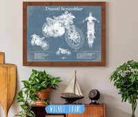 Cutler West 14" x 11" / Walnut Frame Ducati Scrambler Vintage Blueprint Motorcycle Patent Print 833110038_61280