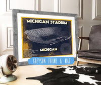 Cutler West College Football Collection 14" x 11" / Greyson Frame & Mat Michigan Wolverines Art - Michigan Stadium Vintage Stadium Blueprint Art Print 729151057-TOP_73999