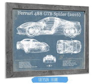 Cutler West Ferrari Collection 14" x 11" / Greyson Frame Ferrari 488 GTB Spider (2016) Blueprint Vintage Auto Print 833110064_61614