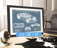 Cutler West Porsche Collection 14" x 11" / Black Frame & Mat Porsche Cayman 718 T 2018 Vintage Blueprint Auto Print 833110155_15502