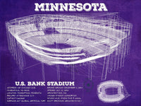 Cutler West Pro Football Collection 14" x 11" / Unframed Vintage Minnesota Vikings US Bank Stadium Wall Art 782688129-14"-x-11"72539