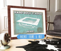 Cutler West Pro Football Collection 14" x 11" / Walnut Frame & Mat Miami Dolphins Hard Rock Stadium - Vintage Football Print 653977202_62732