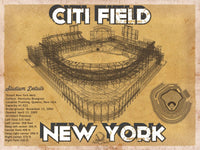 Cutler West Baseball Collection 14" x 11" / Unframed New York Mets - Citi Field Vintage Seating Chart Baseball Print 716412679_53291