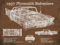 Cutler West Vehicle Collection 1957 Plymouth Belvedere Vintage Blueprint Auto Print