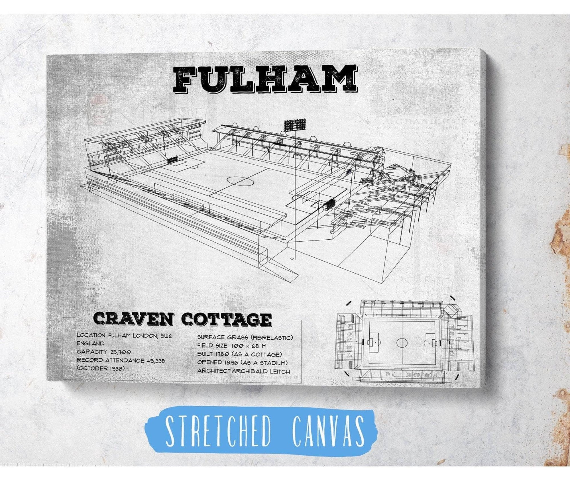 Cutler West Soccer Collection Fulham Football Club Craven Cottage Vintage Soccer Print