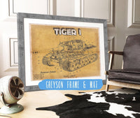 Cutler West Military Weapons Collection 14" x 11" / Greyson Frame & Mat Tiger I Vintage German Tank Military Print 715557733_25200
