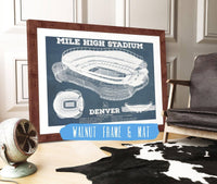 Cutler West Pro Football Collection 14" x 11" / Walnut Frame & Mat Vintage Denver Broncos Mile High Stadium Football Print 736755983-14"-x-11"55407