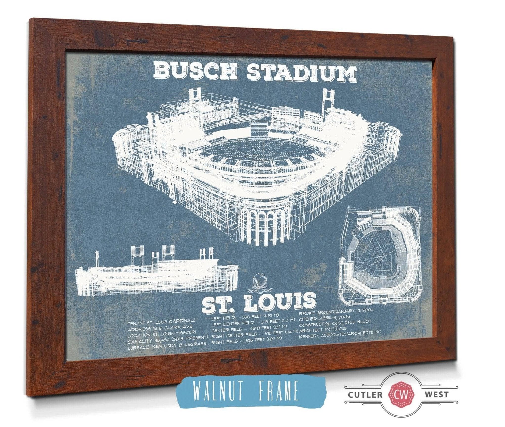 Cutler West Baseball Collection St. Louis Cardinals - Busch Stadium Vintage Baseball Print