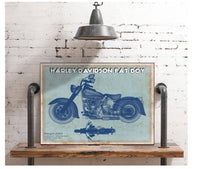 Cutler West Harley-Davidson Fat Boy Blueprint Motorcycle Patent Print