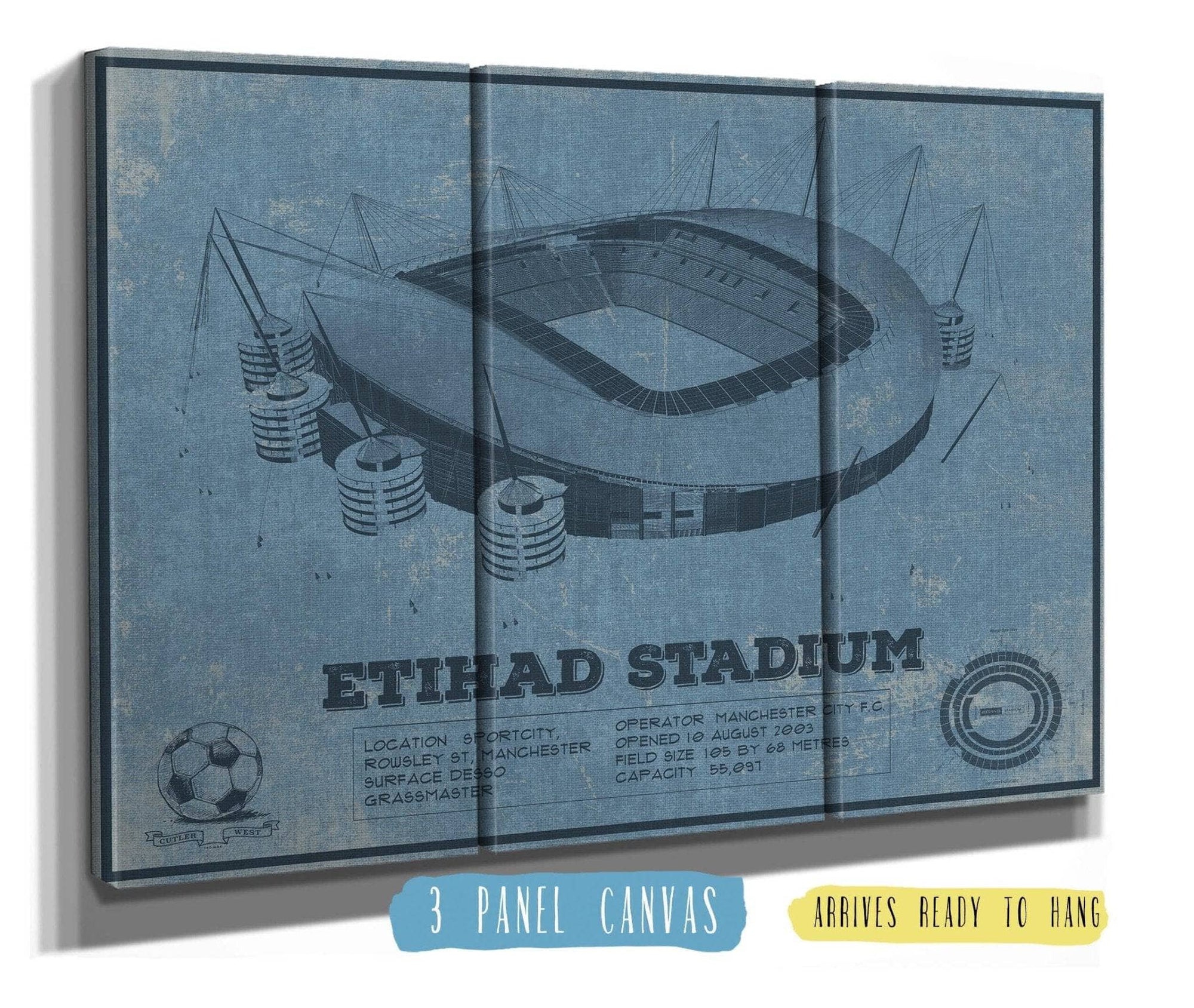 Cutler West Soccer Collection 48" x 32" / 3 Panel Canvas Wrap Manchester City FC- Etihad Stadium Soccer Print 933311284_64494