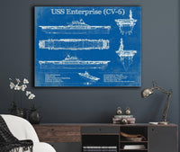 Cutler West Naval Military USS Enterprise (CV-6) Aircraft Carrier Blueprint Original Military Wall Art - Customizable