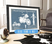 Cutler West 14" x 11" / Black Frame & Mat Royal Enfield Thunderbird Blueprint Motorcycle Patent Print 933350106_17021