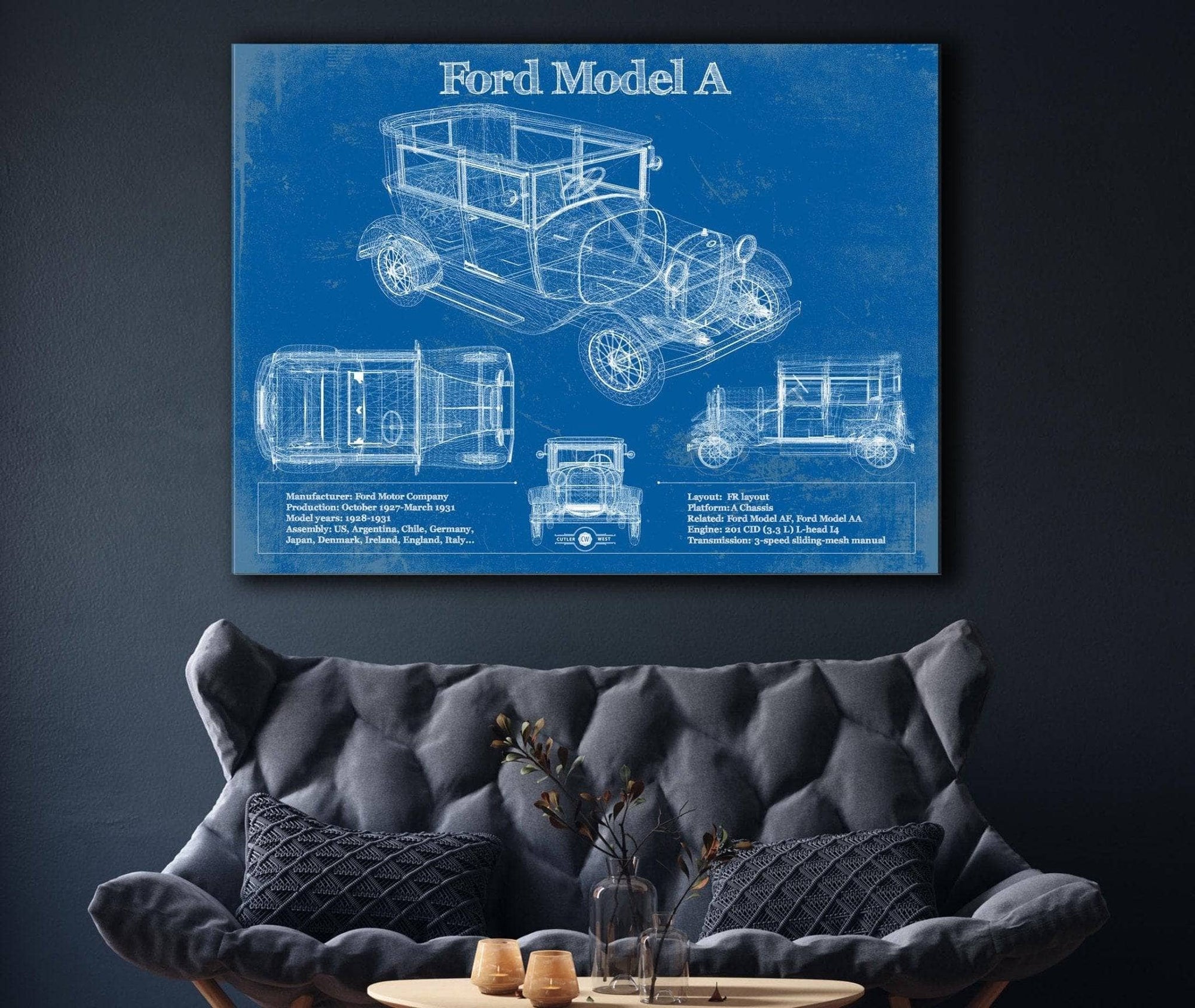 Cutler West Ford Collection Ford Model A Vintage Blueprint Auto Print