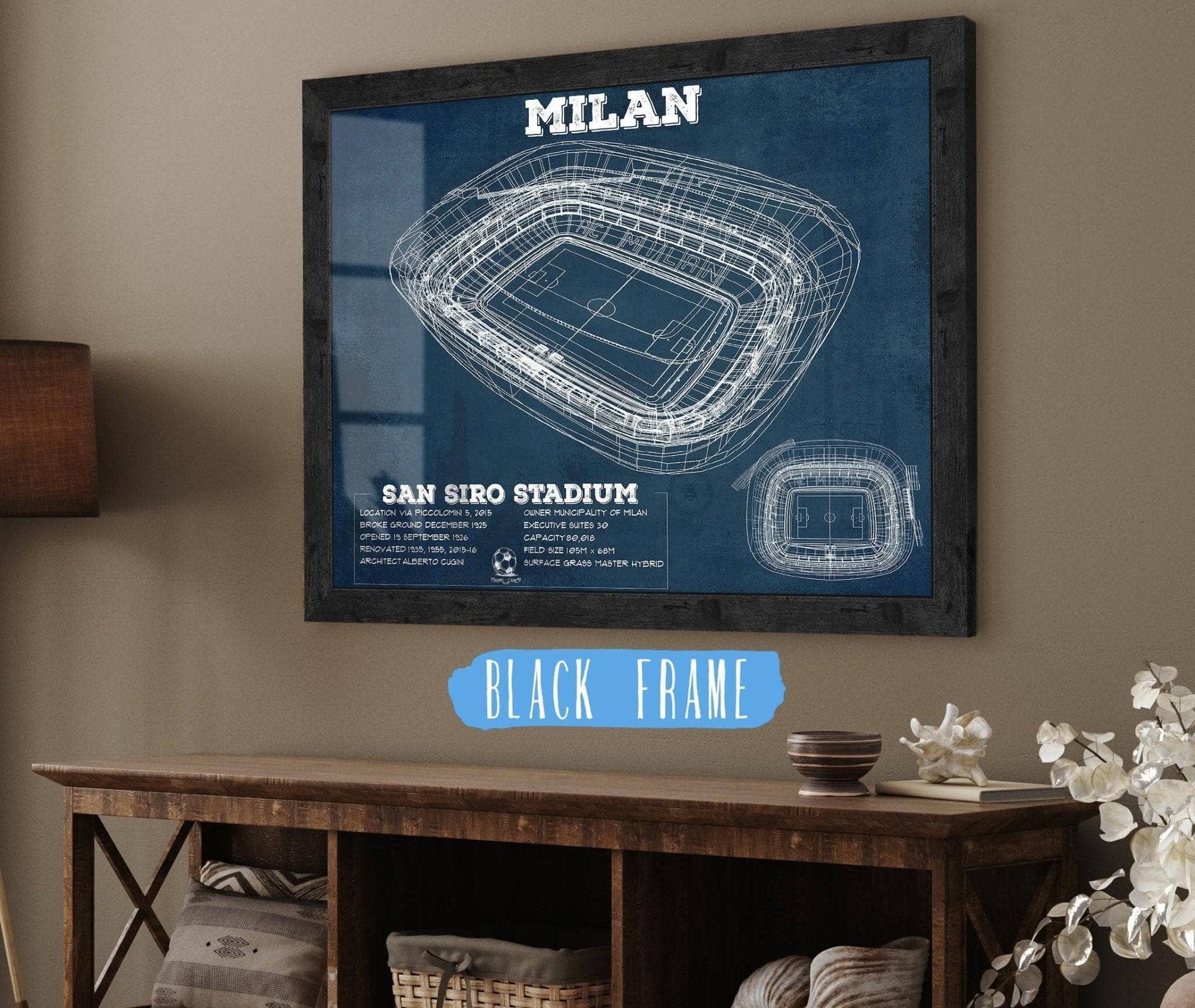 Cutler West Soccer Collection 14" x 11" / Black Frame AC Milan San Siro Stadium Soccer Print 735408000-TOP_39102