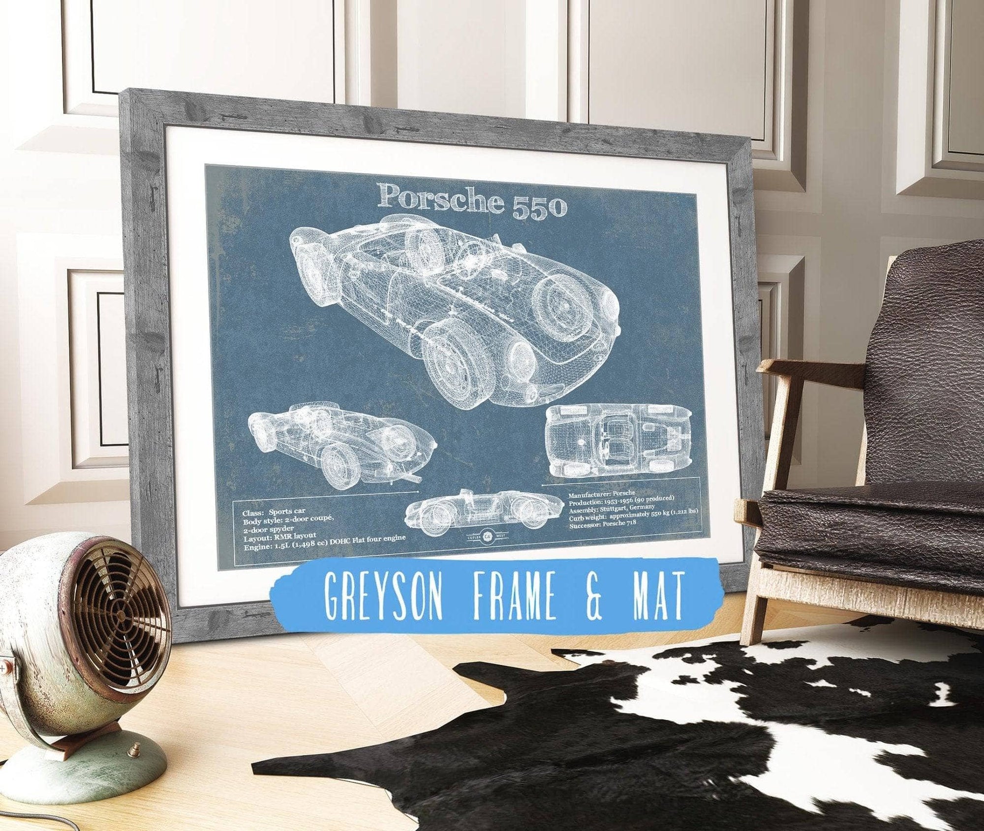 Cutler West Porsche Collection 14" x 11" / Greyson Frame & Mat Porsche 550 Vintage Sports Car Print 833447901_68759