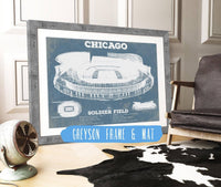 Cutler West Pro Football Collection 14" x 11" / Greyson Frame & Mat Chicago Bears Stadium Seating Chart Soldier Field Vintage Football Print 635629280_31454