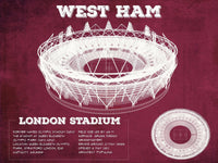 Cutler West 14" x 11" / Unframed West Ham United FC - Vintage London Stadium Soccer Print 736809452-14"-x-11"3433