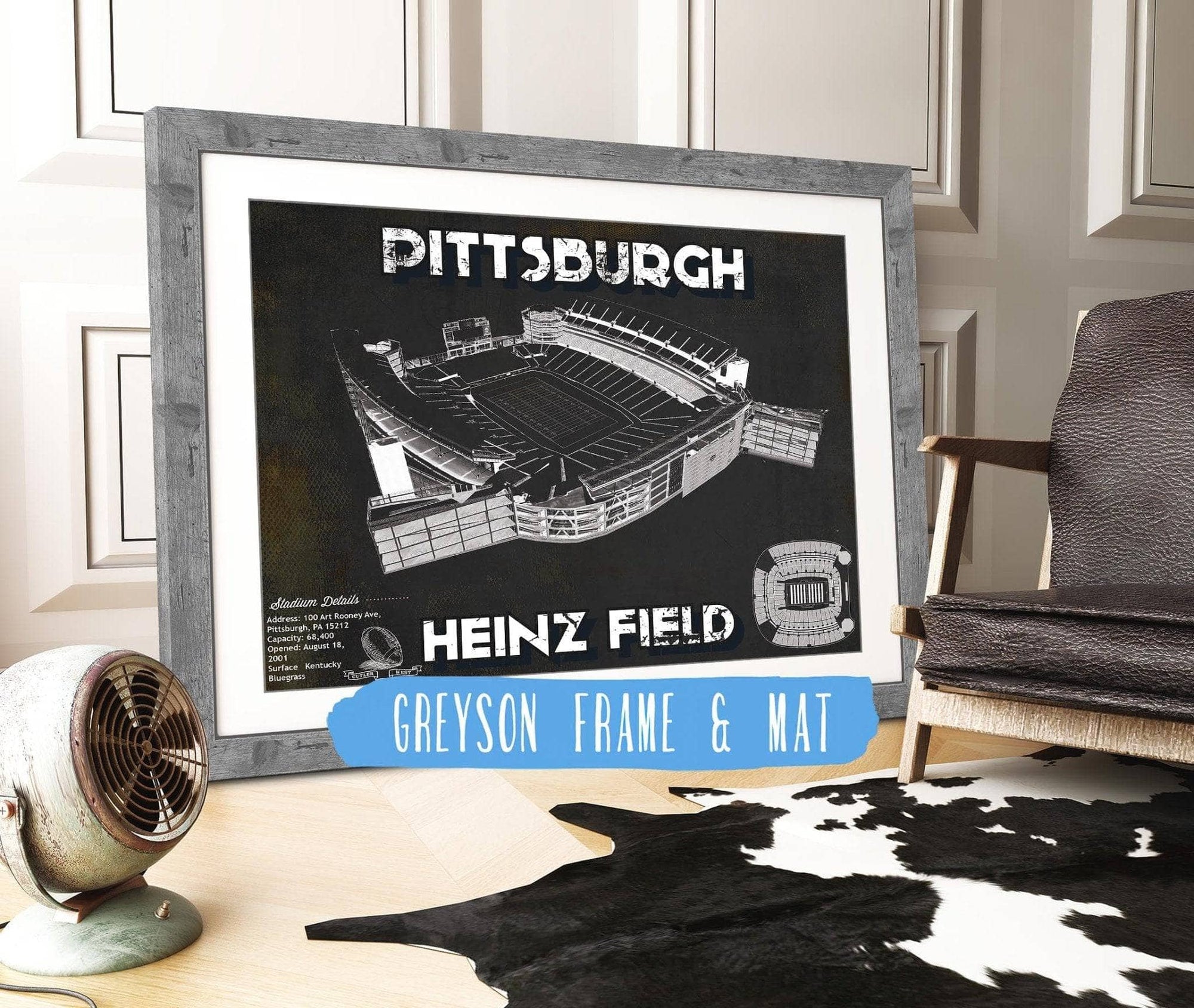 Cutler West Pro Football Collection 14" x 11" / Greyson Frame & Mat Pittsburgh Steelers Stadium Art Team Color- Heinz Field - Vintage Football Print 235353076