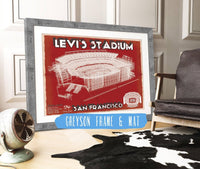 Cutler West Pro Football Collection 14" x 11" / Greyson Frame & Mat San Francisco 49ers - Levi's Stadium Seating Chart - Vintage Football Print 698227176-TOP