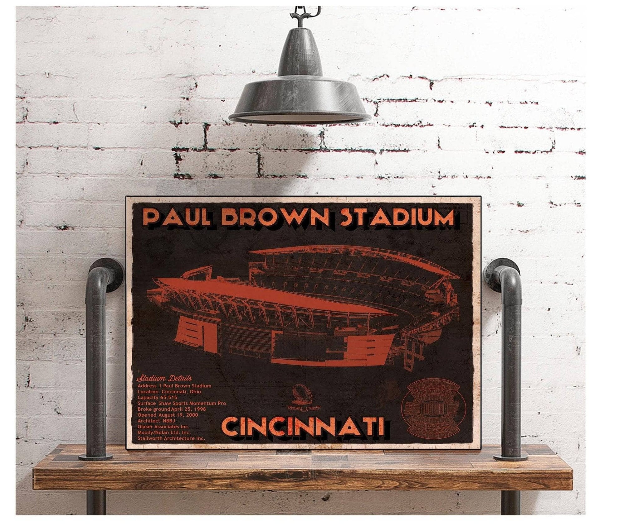 Cutler West Pro Football Collection Cincinnati Bengals Paul Brown Stadium - Vintage Football Print