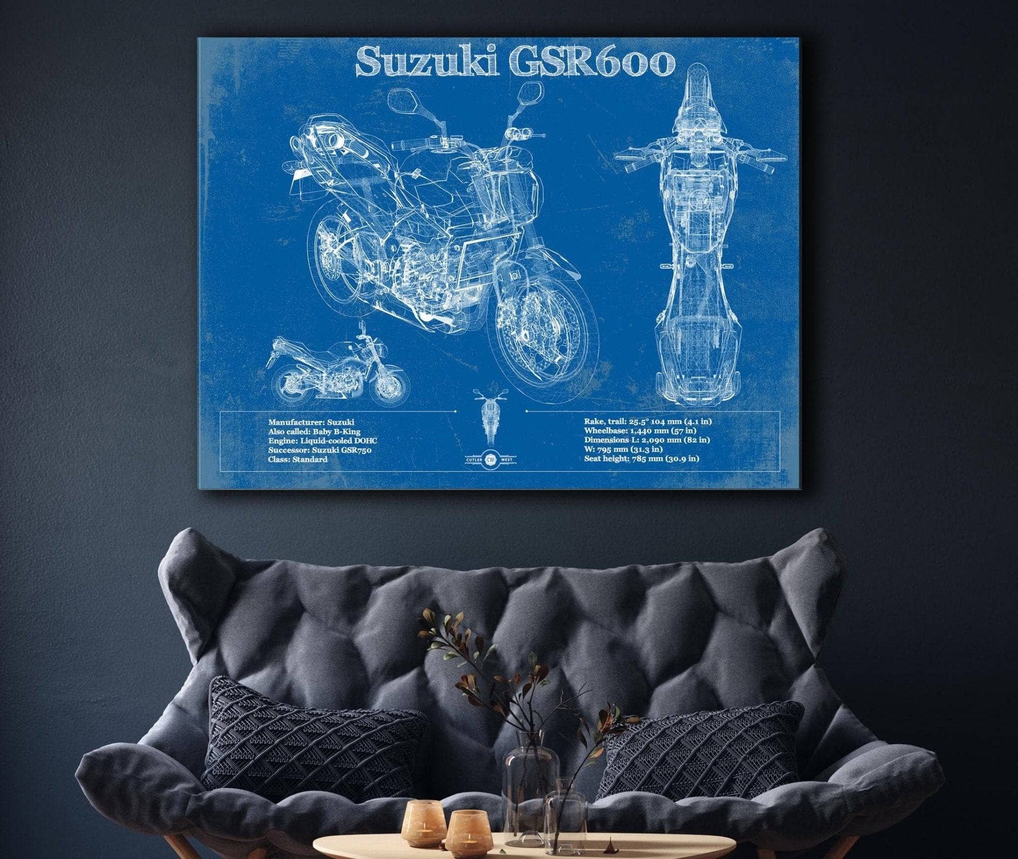 Cutler West Suzuki GSR600 Blueprint Motorcycle Patent Print
