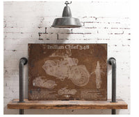 Cutler West Indian Chief 348 Brown Background Vintage Original Motorcycle Blueprint