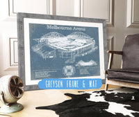 Cutler West Tennis Arena 14" x 11" / Greyson Frame & Mat Melbourne Arena - Vintage Australian Open Tennis Blueprint Art 835000051_5877