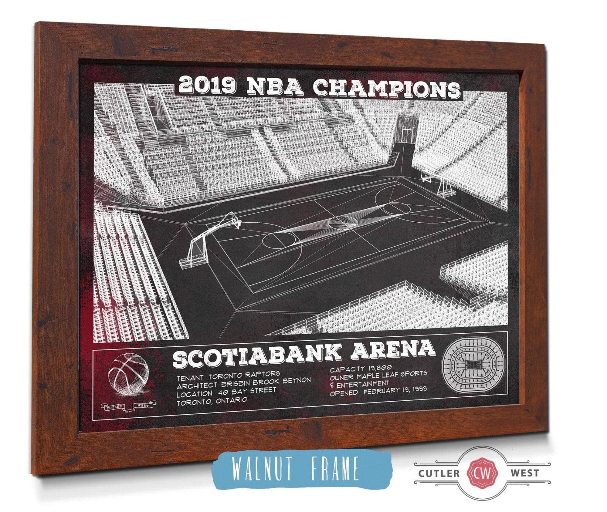 Cutler West Toronto Raptors 2019 NBA Champions - Scotiabank Arena Vintage Basketball Print