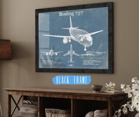 Cutler West Boeing Collection 14" x 11" / Black Frame Boeing 737 Vintage Aviation Blueprint Print - Custom Pilot Name Can Be Added 833447919_48342