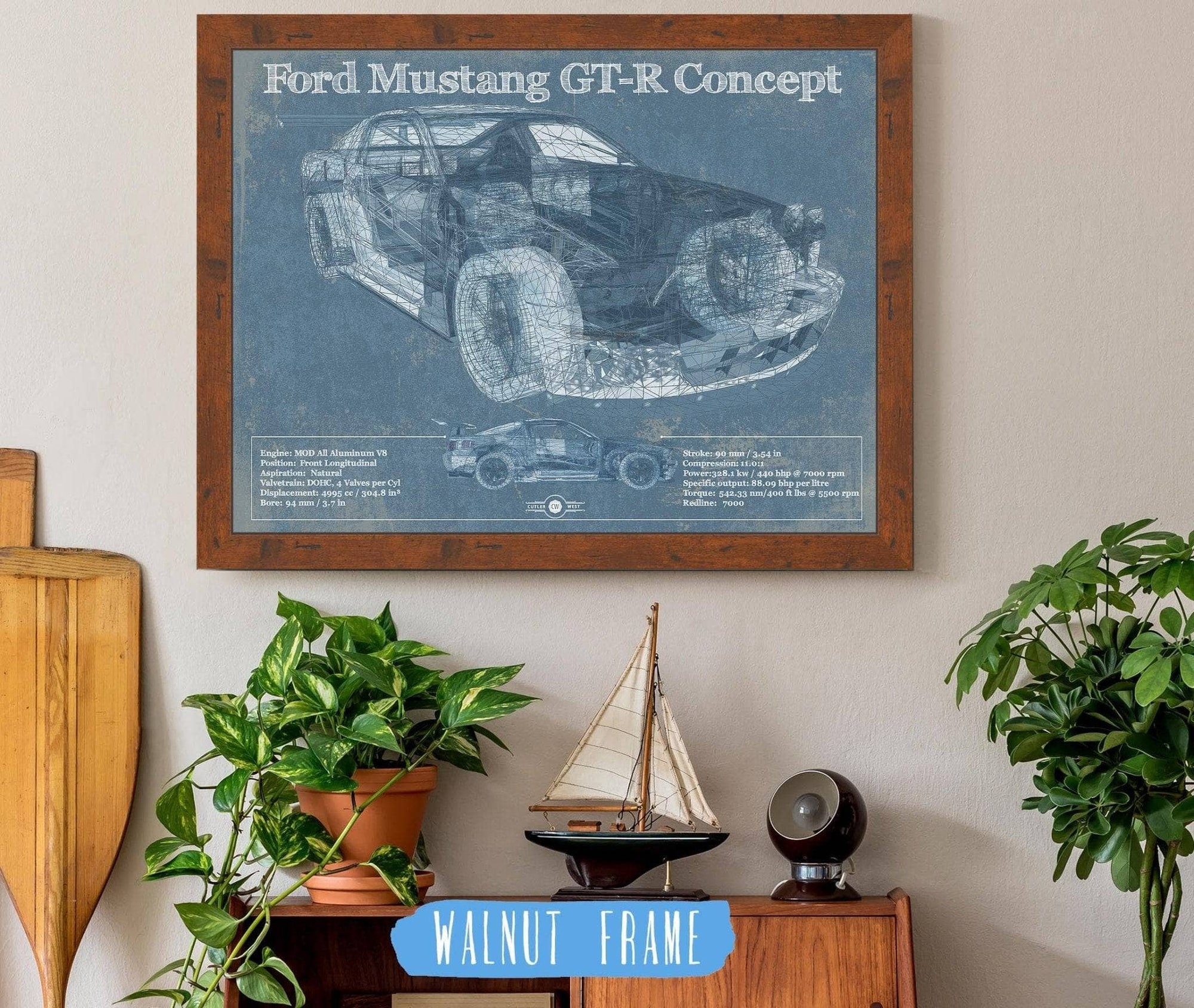 Cutler West Ford Collection 20" x 16" / Walnut Frame Ford Mustang GT-R Concept Race Car Print 787605402_21840