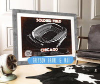 Cutler West Pro Football Collection 14" x 11" / Greyson Frame & Mat Chicago Bears Stadium Seating Chart Soldier Field Vintage Football Print 933350144_31916