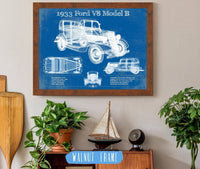 Cutler West Ford Collection 14" x 11" / Walnut Frame 1933 Ford V8 Model B Vintage Blueprint Auto Print 933311098_32373