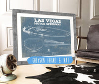 Cutler West Racetrack Collection 14" x 11" / Greyson Frame & Mat Las Vegas Motor Speedway Blueprint NASCAR Race Track Print 845000161_75185