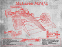 Cutler West McLaren MP4-4 - Red and White Version Formula One Race Car Print