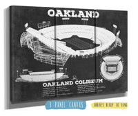 Cutler West Pro Football Collection 48" x 32" / 3 Panel Canvas Wrap Oakland Raiders Team Color Alameda County Coliseum Seating Chart - Vintage Football Print 920787395-TOP_70543